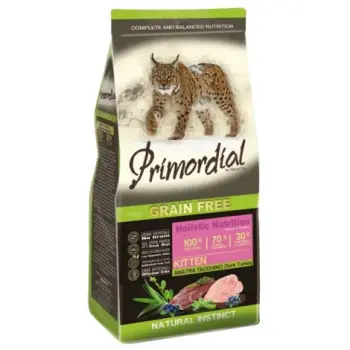 Primordial Cat Grain Free Kitten Duck & Turkey 2kg + zabawka KONG