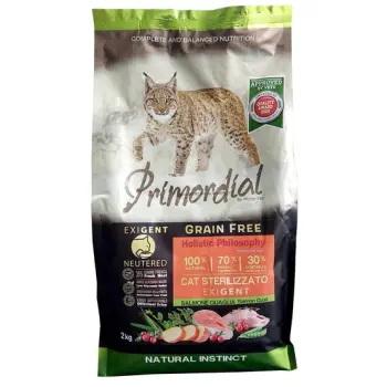 Primordial Cat Grain Free Neutered Exigent Salmon & Quail 2kg