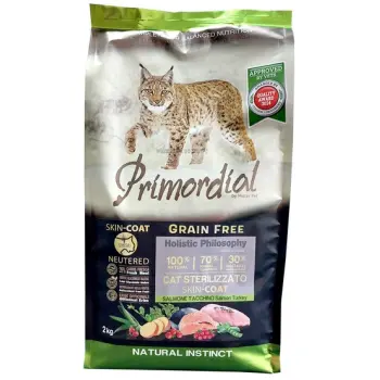 Primordial Cat Grain Free Neutered Skin Coat Salmon & Turkey 2kg