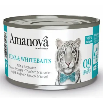 Amanova Kot Tuna & Whitebaits w bulionie puszka 70g