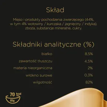 SHEBA Selection in Sauce Soczyste Smaki - mokra karma dla kotów w sosie (z wołowiną, z jagnięciną, z kurczakiem, z indykiem) 56x85g