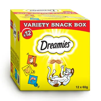 DREAMIES Variety Snack Box Karma Uzupełniająca Dla Kotów (Z Kurczakiem, Z Serem I O Smaku Łososia) - 720g