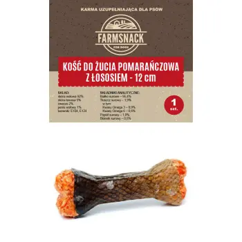 FarmSnack Kość Do Żucia Pomarańczowa Z Łososiem 12cm