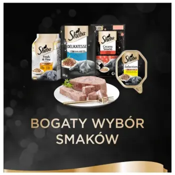 SHEBA® Selection 44x85g z Wołowiną - mokra karma dla kotów w sosie (30+14 Gratis)