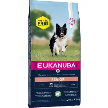 Eukanuba Mature&Senior Small & Medium Breeds Lamb & Rice 12kg + 2kg GRATIS