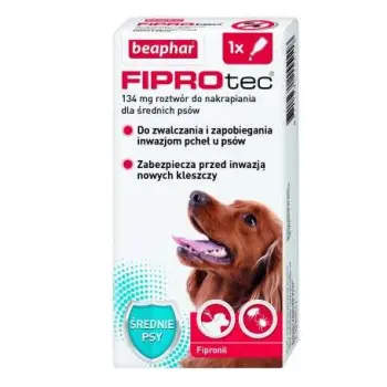 BEAPHAR FIPROTEC M 134MG 1 Pipeta Kropli Przeciwko Ektopasożytom Dla Średnich Psów 134mg