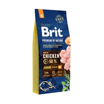 Brit Premium By Nature Junior M Z Kurczakiem 15kg