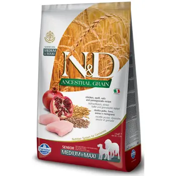 Farmina N&D Ancestral Grain Canine Senior Medium&Maxi Chicken&Pomegranate 12kg