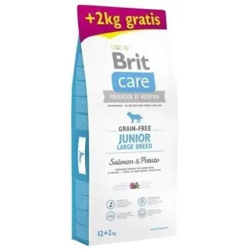 Brit Care Grain Free Junior Large Salmon & Potato 12kg + 2kg