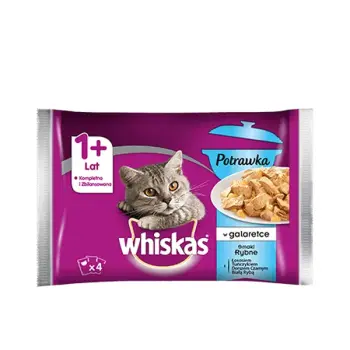 WHISKAS Mokra Karma Dla Kota 1+ Potrawka Smaki Rybne W Galaretce 4x85g