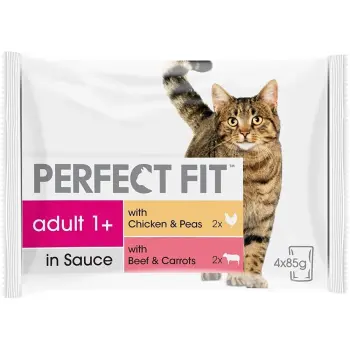 PERFECT FIT Adult 1+ Z Kurczakiem I Groszkiem, Z Wołowiną I Marchewką 4x85g