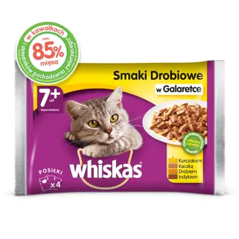 WHISKAS Mokra Karma Dla Kota 7+ Smaki Drobiowe W Galaretce 4x100g