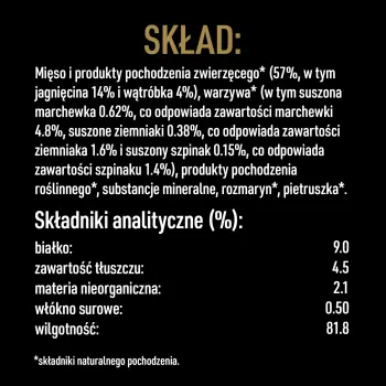 Cesar Natural Goodness Bogata W Jagnięcinę, Przybrana Marchewką, Ziemniakami I Szpinakiem 400g