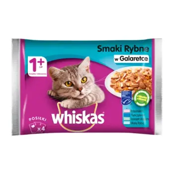 WHISKAS Mokra Karma Dla Kota 1+ Smaki Rybne W Galaretce 4x100g