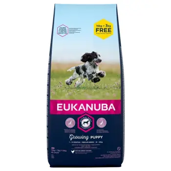 Eukanuba Puppy&Junior Medium Breed Chicken 15kg+3kg