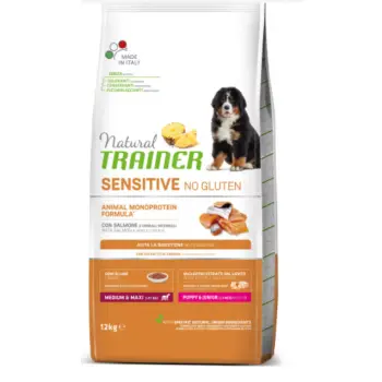 TRAINER SENSITIVE NO GLUTEN Puppy Junior Medium Maxi Salmon12 kg