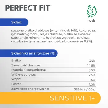 PERFECT FIT Sensitive 1+ Z Indykiem 750g