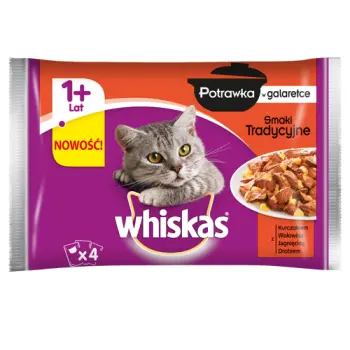 WHISKAS Mokra Karma Dla Kota 1+ Potrawka Smaki Tradycyjne w Galaretce 4x85g