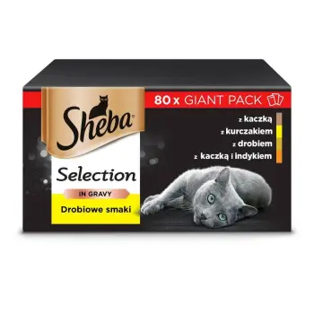 Sheba Selection Drobiowe Smaki W Sosie Z Kaczką, Z Kurczakiem, Z Drobiem, Z Kaczką I Indykiem Saszetki 80x85g