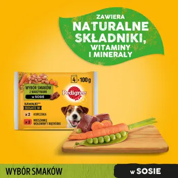 Pedigree Mokra Karma Dla Dorosłych Psów W Sosie (Z Kurczakiem I Warzywami, Z Wołowiną I Warzywami) 4x100g