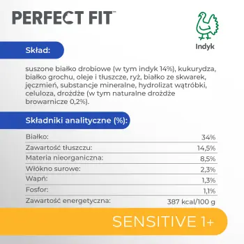 PERFECT FIT Sensitive 1+ Z Indykiem 7kg