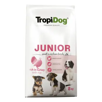 Tropidog Premium Junior Small And Medium Breeds Łosoś Z Ryżem 8kg