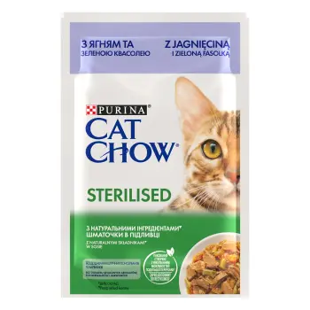 Purina Cat Chow Sterilised Karma Z Jagnięciną I Zieloną Fasolką W Sosie 85g