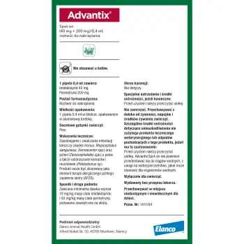 Bayer Advantix Krople Na Kleszcze I Pchły 0,4ml