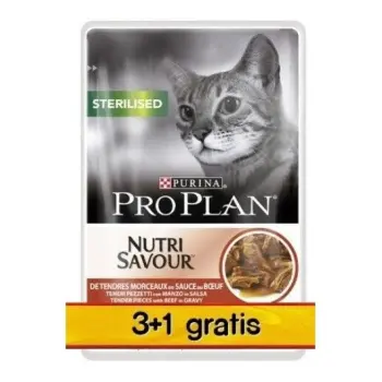 Purina Pro Plan Sterilised Wołowina 4x85g (3+1 GRATIS)