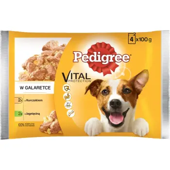 Pedigree Vital Protection Mokra Karma Dla Dorosłych Psów Jagnięcina I Kurczak W Galaretce 4x100g