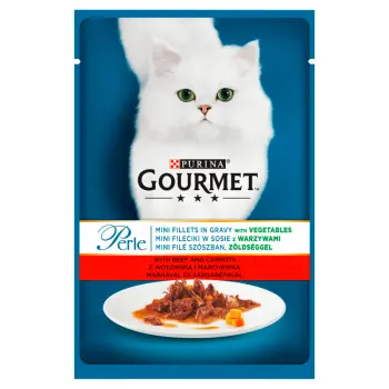 Purina Gourmet Perle Karma dla kotów mini fileciki w sosie z wołowiną i marchewką 85 g