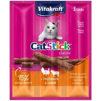 Vitakraft Cat Stick Mini Kabanosy Indyk Z Jagnięciną 3x18g