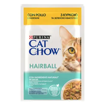 Purina Cat Chow Hairball Karma Z Kurczakiem I Zieloną Fasolką W Sosie 85g