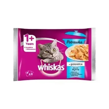 WHISKAS Mokra Karma Dla Kota 1+ Potrawka W Galaretce Smaki Rybne 4x85g