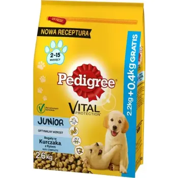 Pedigree Sucha Karma Dla Szczeniąt Średnich Ras Z Kurczakiem I Ryżem 2,6kg