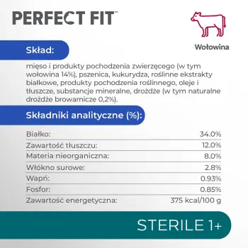 PERFECT FIT Sterile 1+ Z Wołowiną 750g