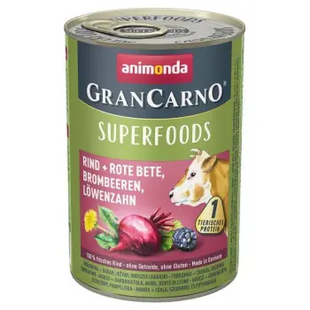 Animonda GranCarno Superfoods Adult Dog Wołowina, Burak, Jeżyny I Mniszek Lekarski 400g