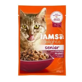 Iams Senior Delights Dla Starszych Kotów Z Kurczakiem W Sosie 85g