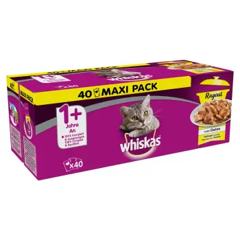 WHISKAS Mokra Karma Dla Kota 1+ Potrawka Smaki Drobiowe W Galaretce 40x100g