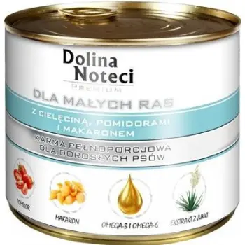 Dolina Noteci Premium Dla Psów Małych Ras Z Cielęciną, Pomidorami I Makaronem 185g