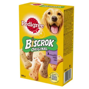 Pedigree Biscrok Ciasteczka Dla Dorosłych Psów W Kształcie Kostek Z Jagnięciną, Kurczakiem I Wołowiną 500g