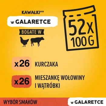 Pedigree Mokra Karma Dla Dorosłych Psów W Galaretce (Z Wołowiną, Z Drobiem) 4x100g