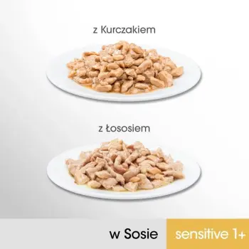 PERFECT FIT Sensitive saszetka 4x85g - mokra karma dla kota w sosie (z kurczakiem, z łososiem)