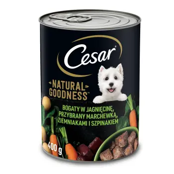 Cesar Natural Goodness Bogata W Jagnięcinę, Przybrana Marchewką, Ziemniakami I Szpinakiem 400g