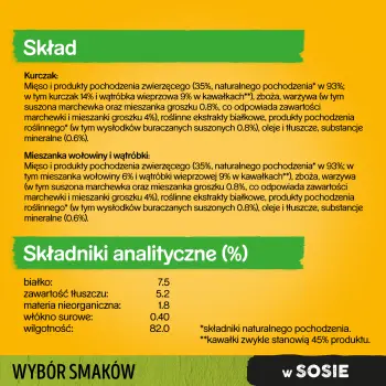 Pedigree Mokra Karma Dla Dorosłych Psów W Sosie (Z Kurczakiem I Warzywami, Z Wołowiną I Warzywami) 4x100g