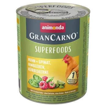 Animonda GranCarno Superfoods Adult Dog Kurczak, Szpinak, Maliny I Pestki Dyni 800g