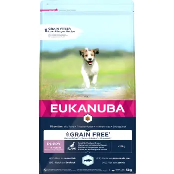 Eukanuba Puppy&Junior Small/Medium Grain Free Łosoś 3kg