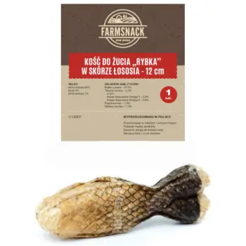 FarmSnack Kość Do Żucia Rybka W Skórze Łososia 12cm