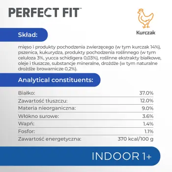 Perfect Fit™ - sucha karma pełnoporcjowa dla dorosłych kotów niewychodzących, bogata w kurczaka 7kg