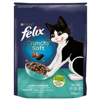 Felix Crunchy & Soft Sucha Karma Dla Kotów Z Tuńczykiem I Łososiem Z Warzywami 950g